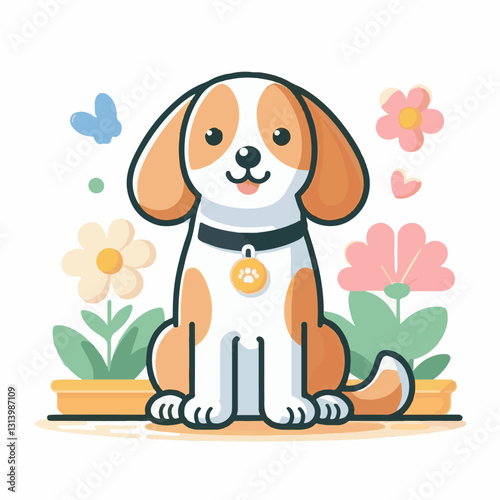 happy, animal, dog, pet, cute, adorable, puppy, domestic, portrait, canine, isolated, breed, purebred, background, sitting, looking, white, playful, doggy, friendly, young, fun, white background, beau