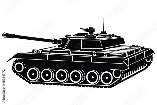 Military Tank silhouette vector illustration on white background