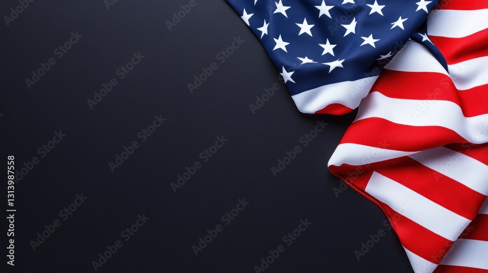 Obraz premium American Flag Draped Elegantly on Dark Background