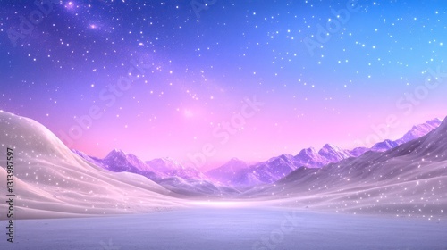 Enchanted Winter Landscape: A Dreamy Nightscape Under a Starry Sky