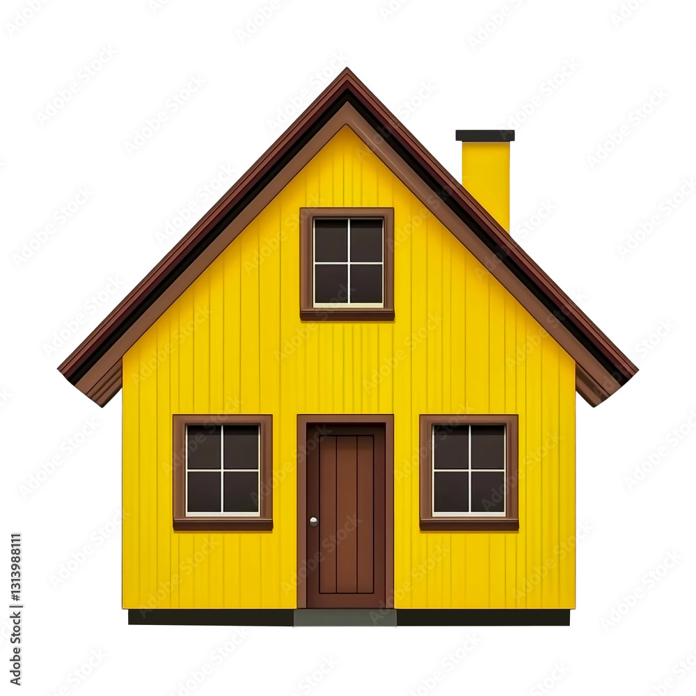 Minimalist flat vector of a yellow house with a brown roof, transparent background, simple design. Minimalist flat vector of a yellow house with a brown roof, transparent background, simple design.