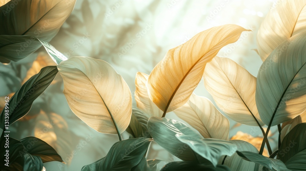 custom made wallpaper toronto digitalGolden and Green Leaves in Soft Sunlight