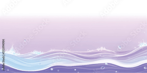 Dreamy Water Waves in Abstract Purple: A soft, flowing watercolor design of ocean waves in abstract purple and white hues, perfect for serene ocean-themed graphic work or digital backgrounds."