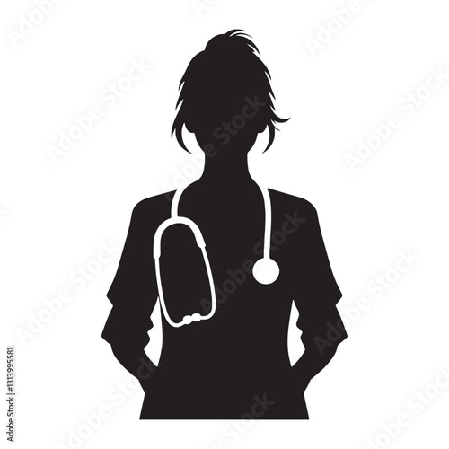Professional Doctor silhouette, defining medical responsibility - Doctor illustration - Minimalist Doctor vector - Professional silhouette
