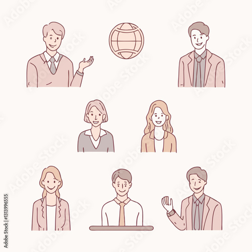 character set of man and woman teacher, tutor and educator style vector design illustrations.