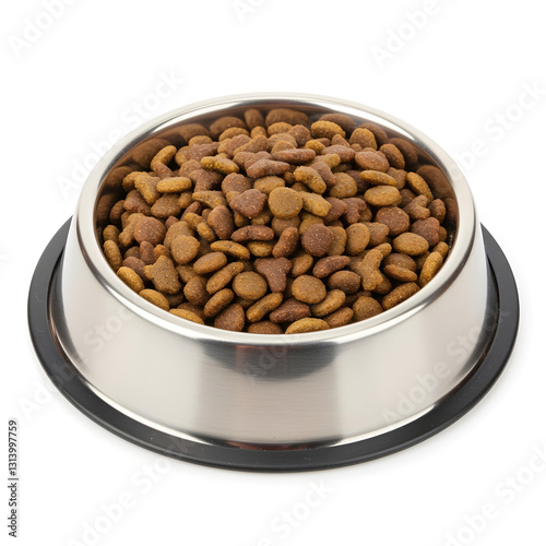 Obraz na płótnie Stainless steel bowl with low-grain salmon dry cat food for neutered cats w salonie