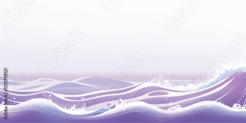 "Ocean Breeze: Purple Watercolor Waves Abstract Design: An abstract watercolor representation of ocean waves in soothing purple and white tones, ideal for serene, ocean-themed backgrounds.