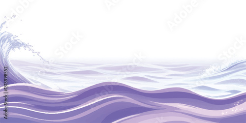 "Ocean Breeze: Purple Watercolor Waves Abstract Design: An abstract watercolor representation of ocean waves in soothing purple and white tones, ideal for serene, ocean-themed backgrounds.