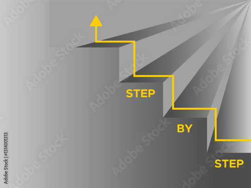 Step by Step Staircase with Arrow Achievement Steps Concept 