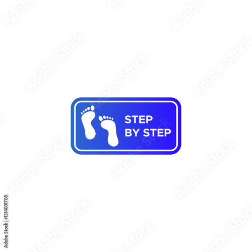 Step by Step Process Label with Footprints Icon