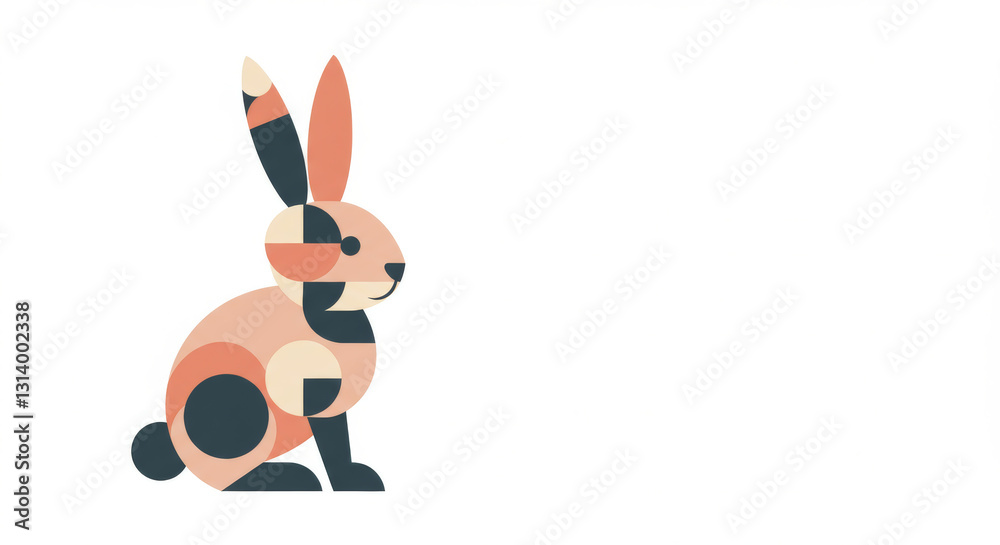Fototapeta premium Geometric illustration of a stylized sitting rabbit on a white background