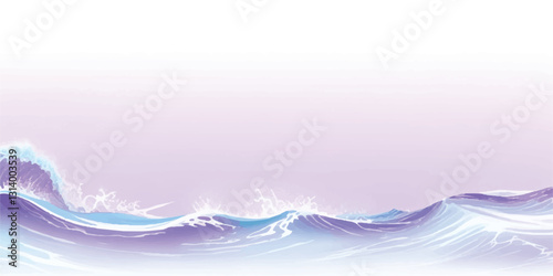 "Gentle Ocean Wave: Watercolor Abstract Background: A serene abstract watercolor ocean wave texture in purple and white hues, ideal for creative backgrounds and digital design projects."