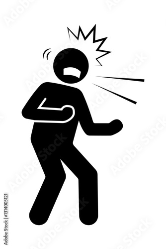 Stickman angry swearing and cursing. Cartoon stick figure illustration. expression of annoyance.