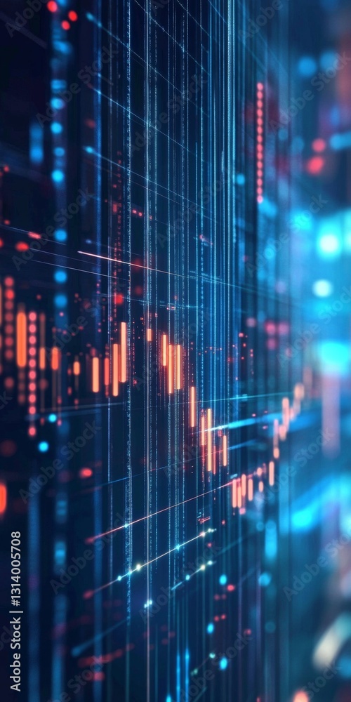 Abstract Data Visualization with Glowing Lines and Graphical Representation of Trends and Statistics Abstract Data Visualization with Glowing Lines and Graphical Representation of Trends and Statistics