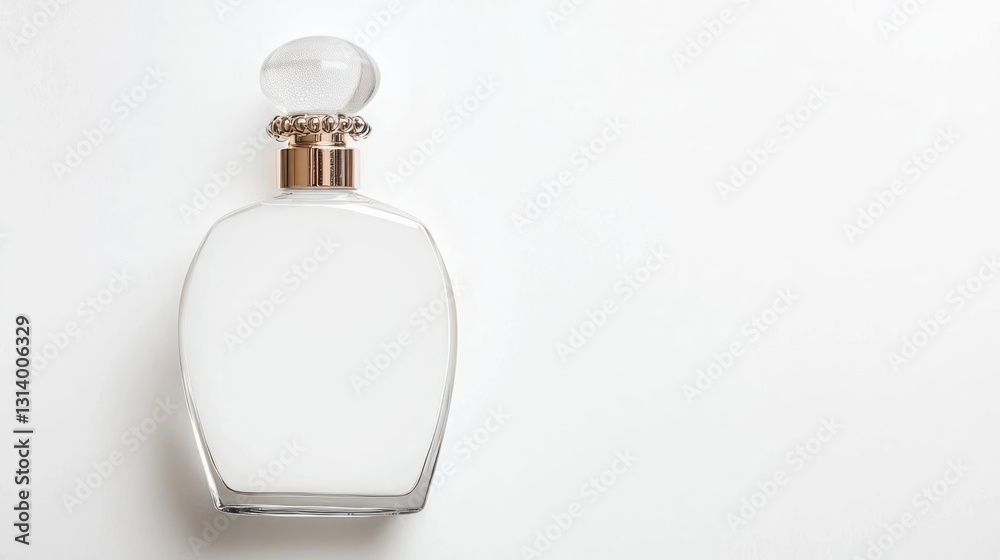 Elegant Perfume Bottle With Crystal Top Against White Background