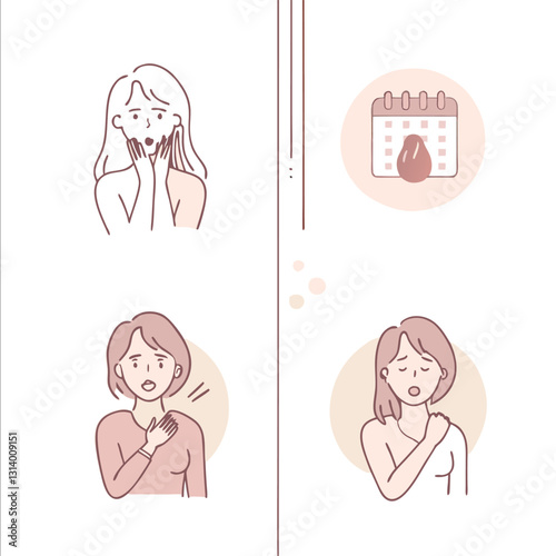 A woman suffering from menstrual cramps style vector design illustrations.