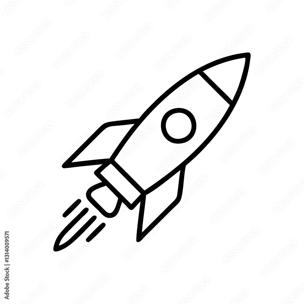 Black and white Rocket icon silhouette vector Black and white Rocket icon silhouette vector