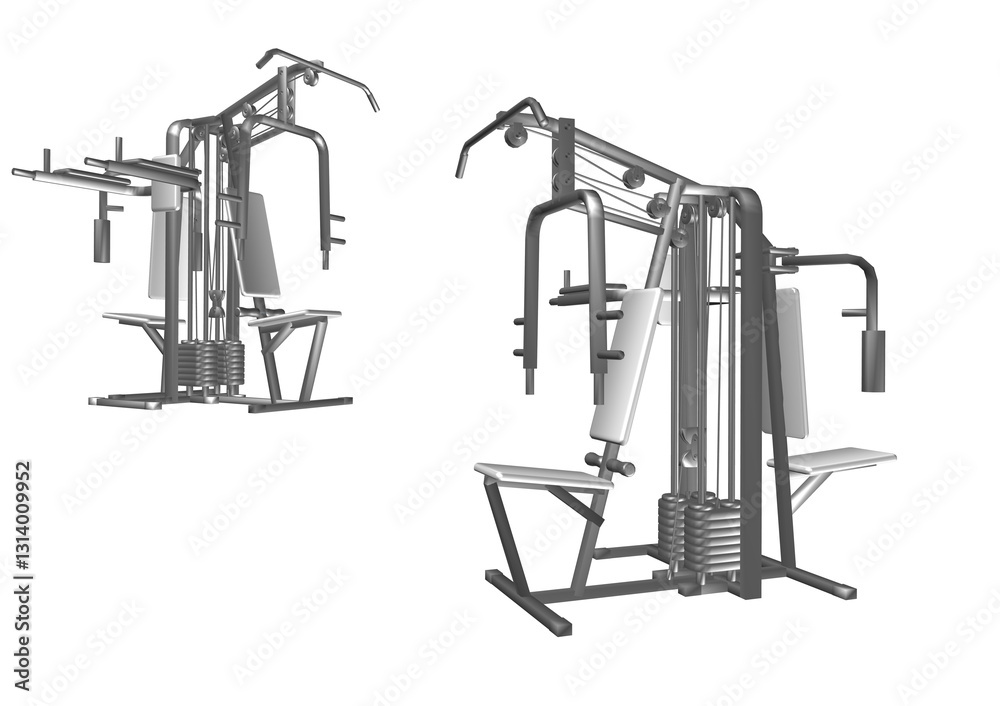 Naklejka premium siłownia, ćwiczenia, przyrząd, fitness