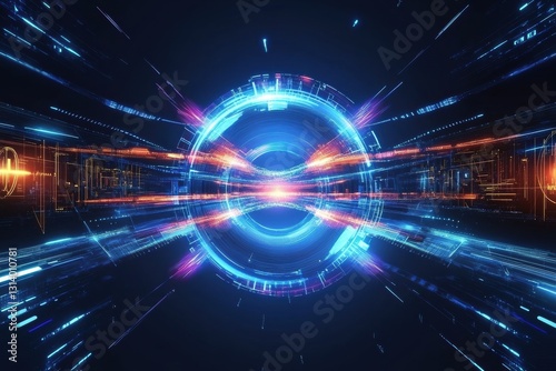 Wallpaper Mural Abstract Futuristic Digital Tunnel of Light and Data Streams Torontodigital.ca