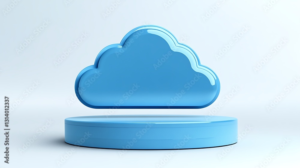 Blue Cloud Icon 3D Rendering on Light Background for Digital Concepts and Cloud Computing Solutions Blue Cloud Icon 3D Rendering on Light Background for Digital Concepts and Cloud Computing Solutions
