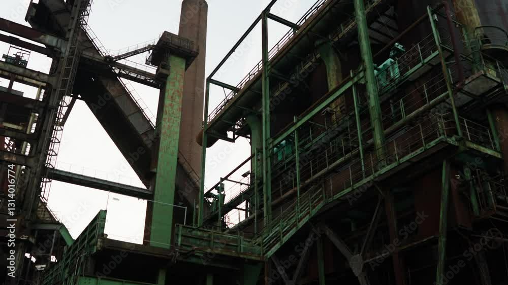 Rusty industrial blast furnace at Hochofenwerk Phoenix West in Ruhr Valley, Germany, captured in warm evening light. Rusty industrial blast furnace at Hochofenwerk Phoenix West in Ruhr Valley, Germany, captured in warm evening light.