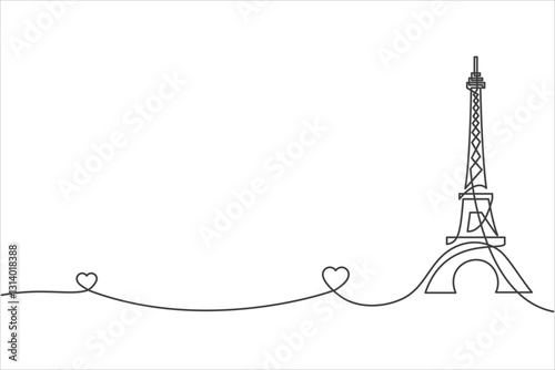 eiffel tower and two hearts