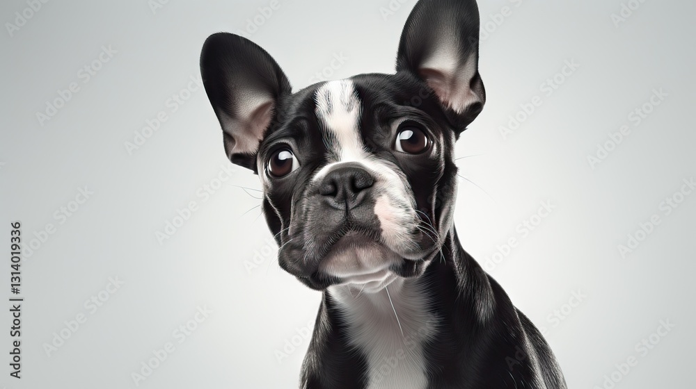 A Digital Illustration of a Boston Terrier Dog A Digital Illustration of a Boston Terrier Dog