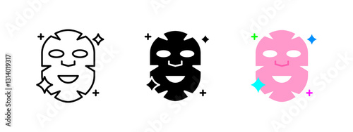 Face mask icon. Skincare treatment for beauty and wellness. Hydrating and rejuvenating cosmetic therapy. Vector illustration representing a glowing and refreshed facial routine.