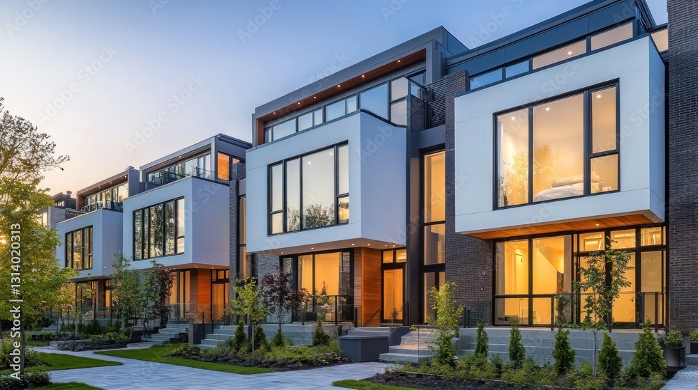 Fototapeta premium Modern Townhomes at Dusk