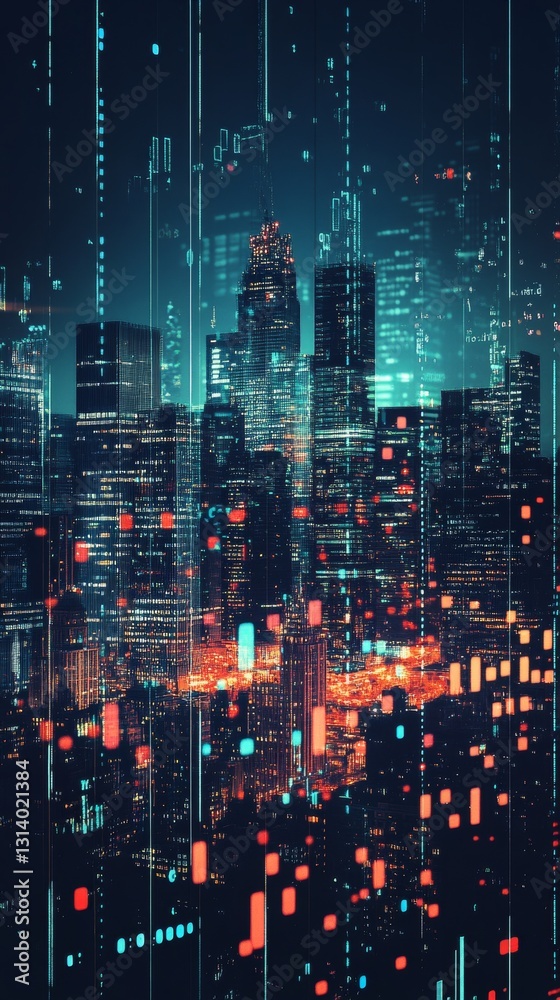 Φωτογραφία A cityscape with a lot of lights and a lot of buildings