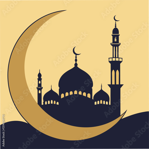 Golden Ramadan moon