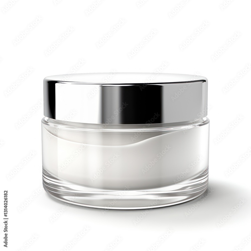Clear Glass Cosmetic Container with Silver Lid