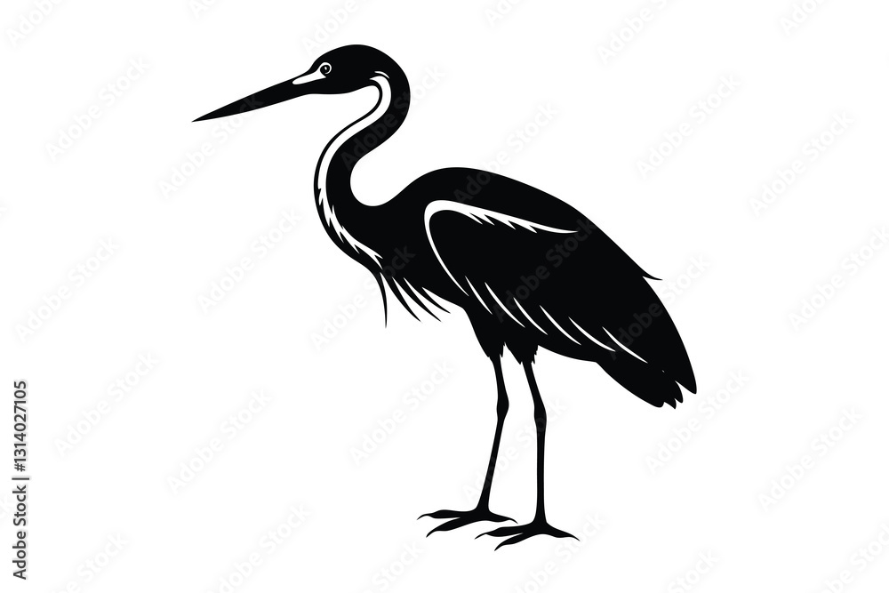 Fototapeta premium silhouette of a stork on a white background