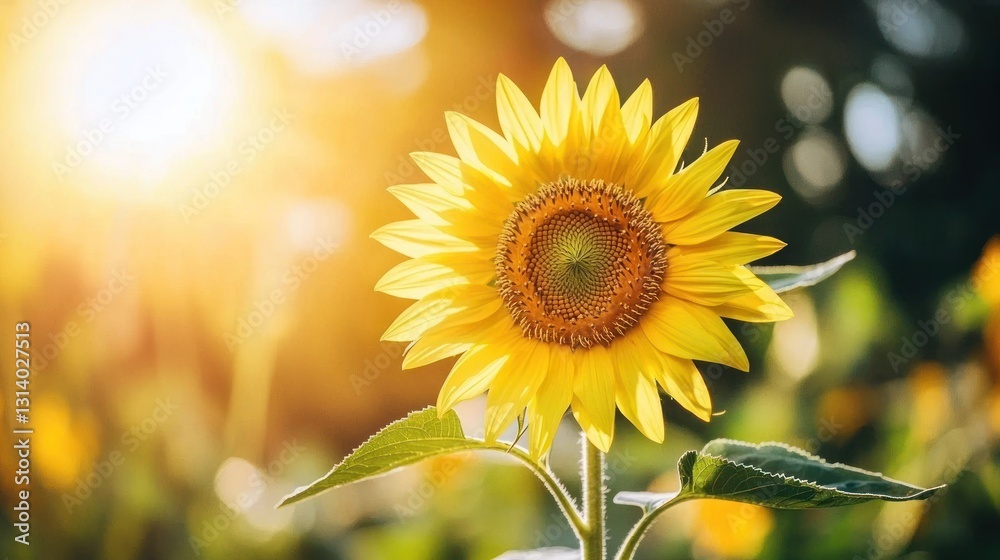 Fototapeta premium Vibrant sunflower in sunlight.