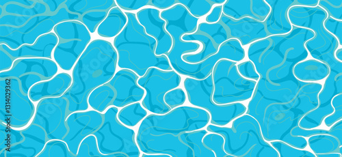 Water texture top view. Pattern of stains on water in the pool. Vector hand drawing