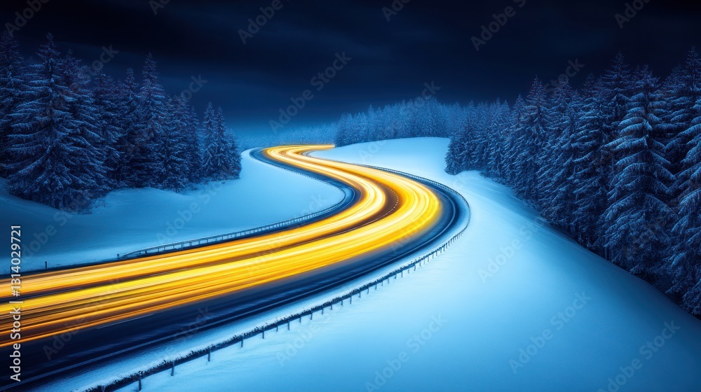 Night Drive Through Snowy Forest: A Winter Wonderland on Wheels