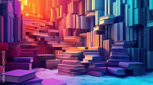 A Colorful World of Books: An Artistic Visualization of Knowledge and Imagination