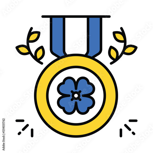 Medal vector filled outline icon. EPS 10 file