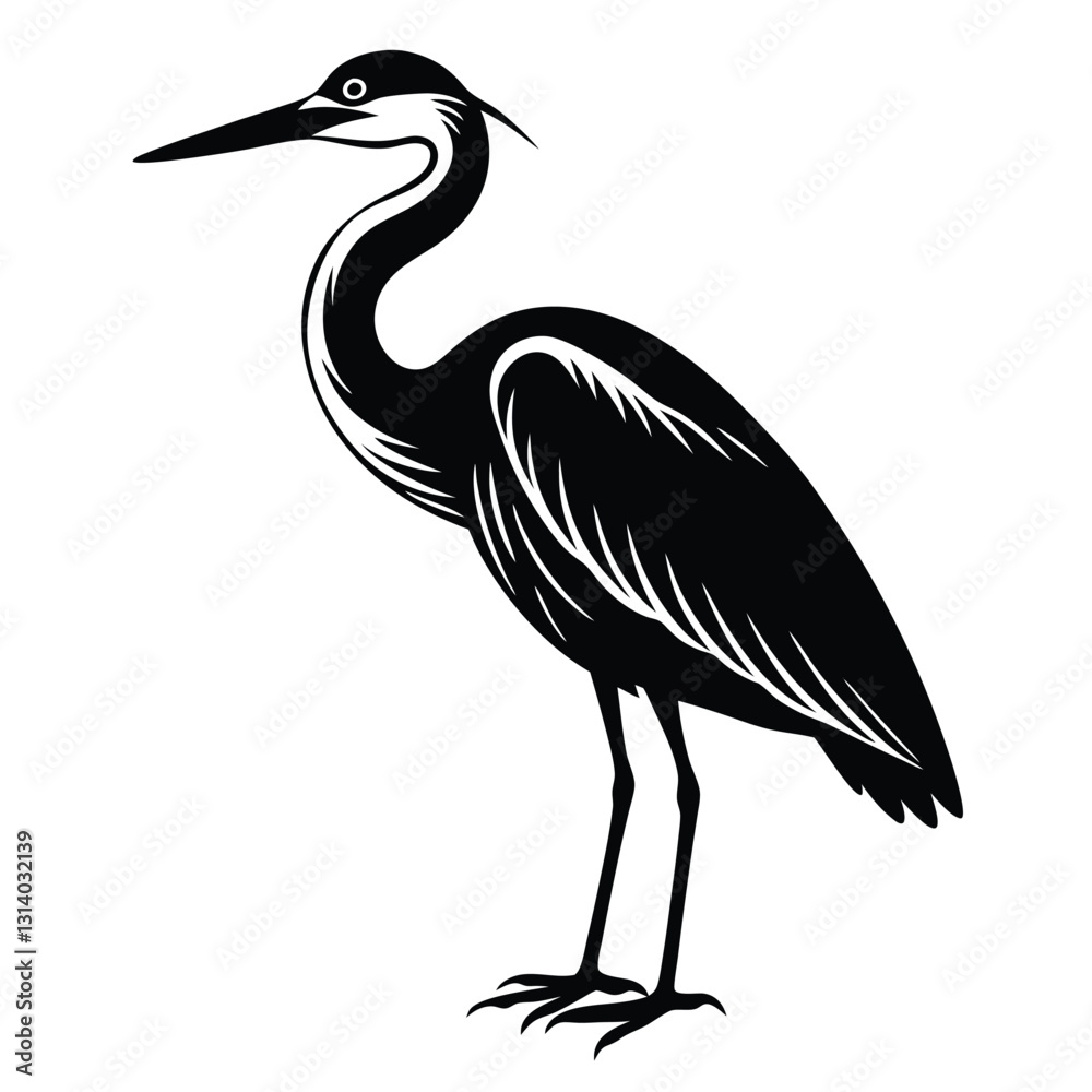 Fototapeta premium Vector isolated silhouette of a stork on a white background