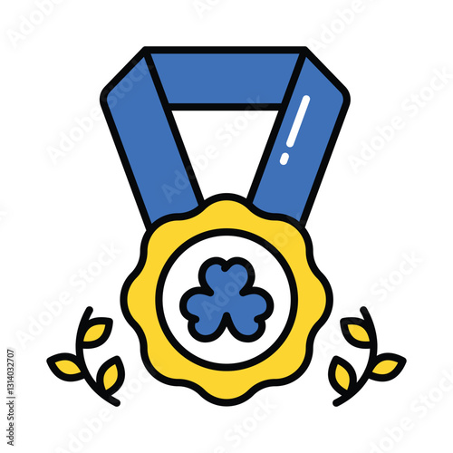 Medal vector filled outline icon. EPS 10 file