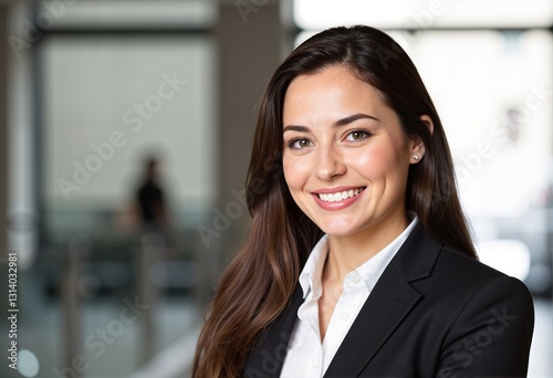 A woman in a black suit standing with her arms crossed and smiling at the camera