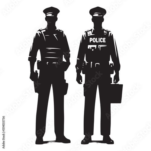 Gallant Police Officer silhouette, a fearless defender of peace - Police illustration - Minimalist Police vector - Profession silhouette
