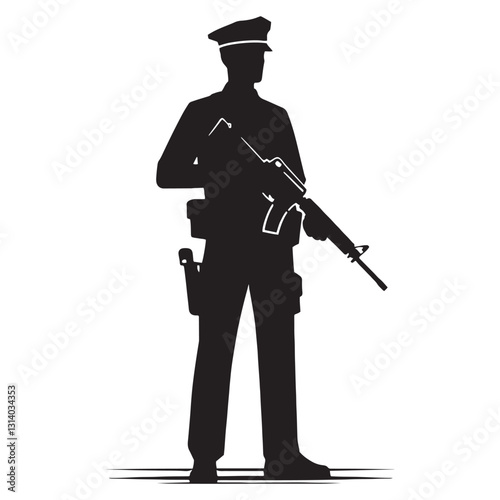 Fearless Enforcer Police Officer silhouette, the guardian of justice - Police illustration - Minimalist Police vector - Profession silhouette
