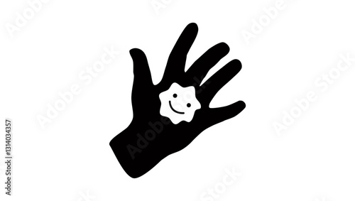 plasticine in child's hand, black isolated silhouette
