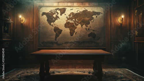 Vintage Study: World Map and Antique Table
