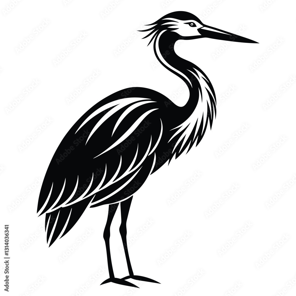 Obraz premium Stork Silhouette Vector Illustration White Background