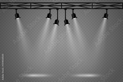 Spotlight and stage lighting, podium lighting effect. On a transparent background.