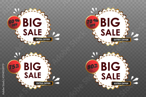 Set of sales and discounts, stickers and stickers. Discounts for purchases with percentage.