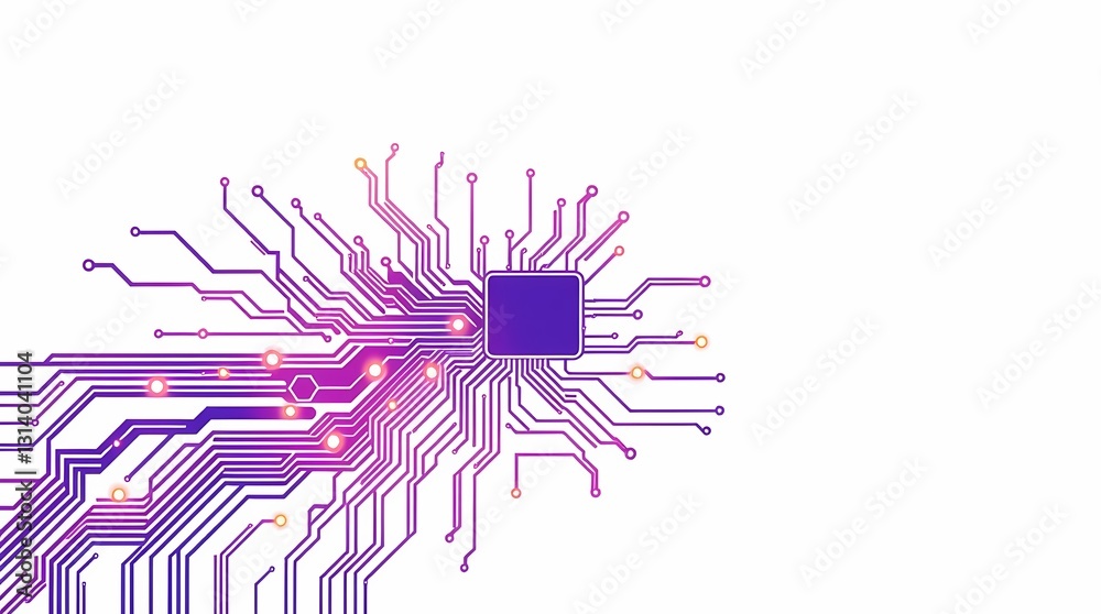 Fototapeta premium Digital Neuron: An abstract representation of a digital neuron, depicting a complex network of interconnected circuits and pathways.