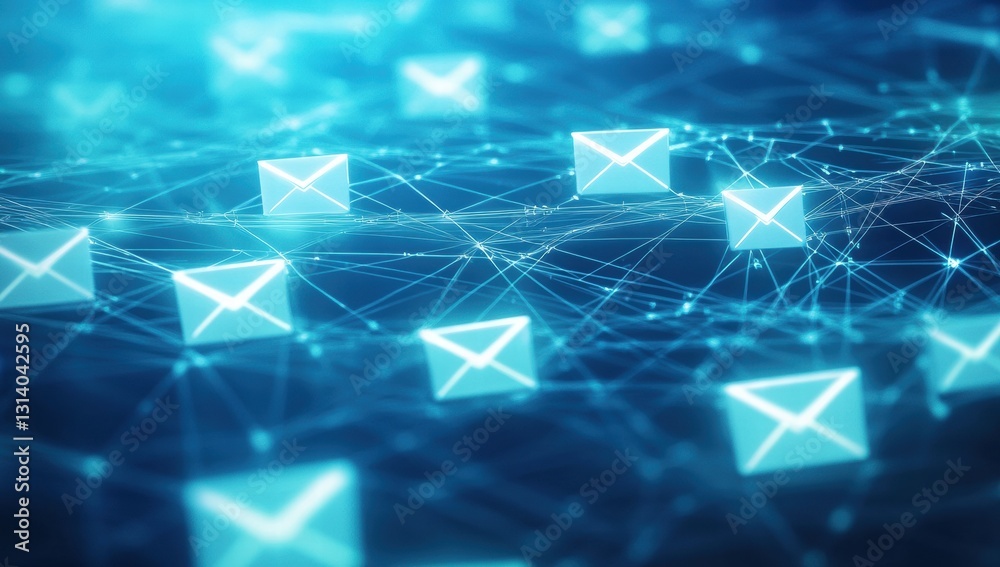 A blue background with many blue circles that look like emails A blue background with many blue circles that look like emails